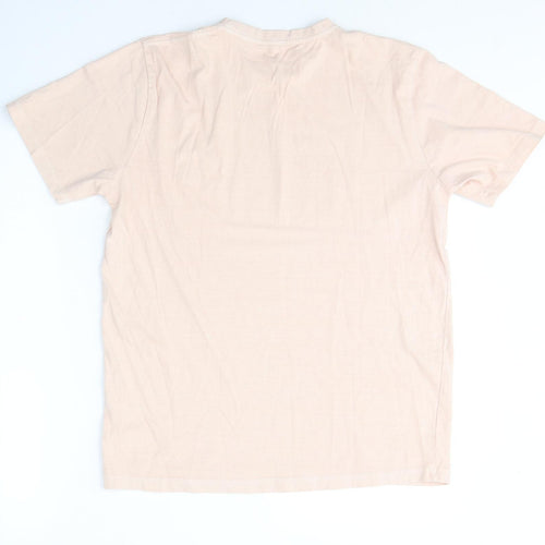 Femme Womens Pink  Cotton Basic T-Shirt Size M Round Neck - butterfly
