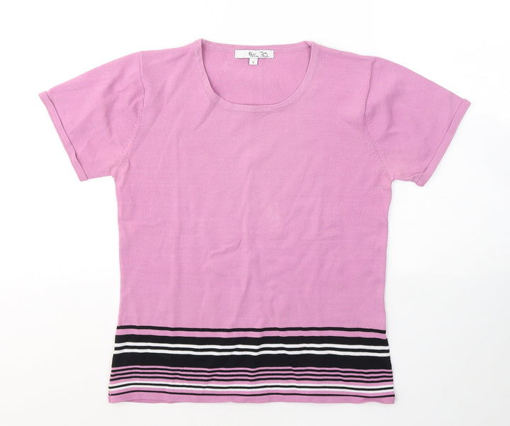 Klass Womens Pink  Polyester Basic T-Shirt Size S Round Neck