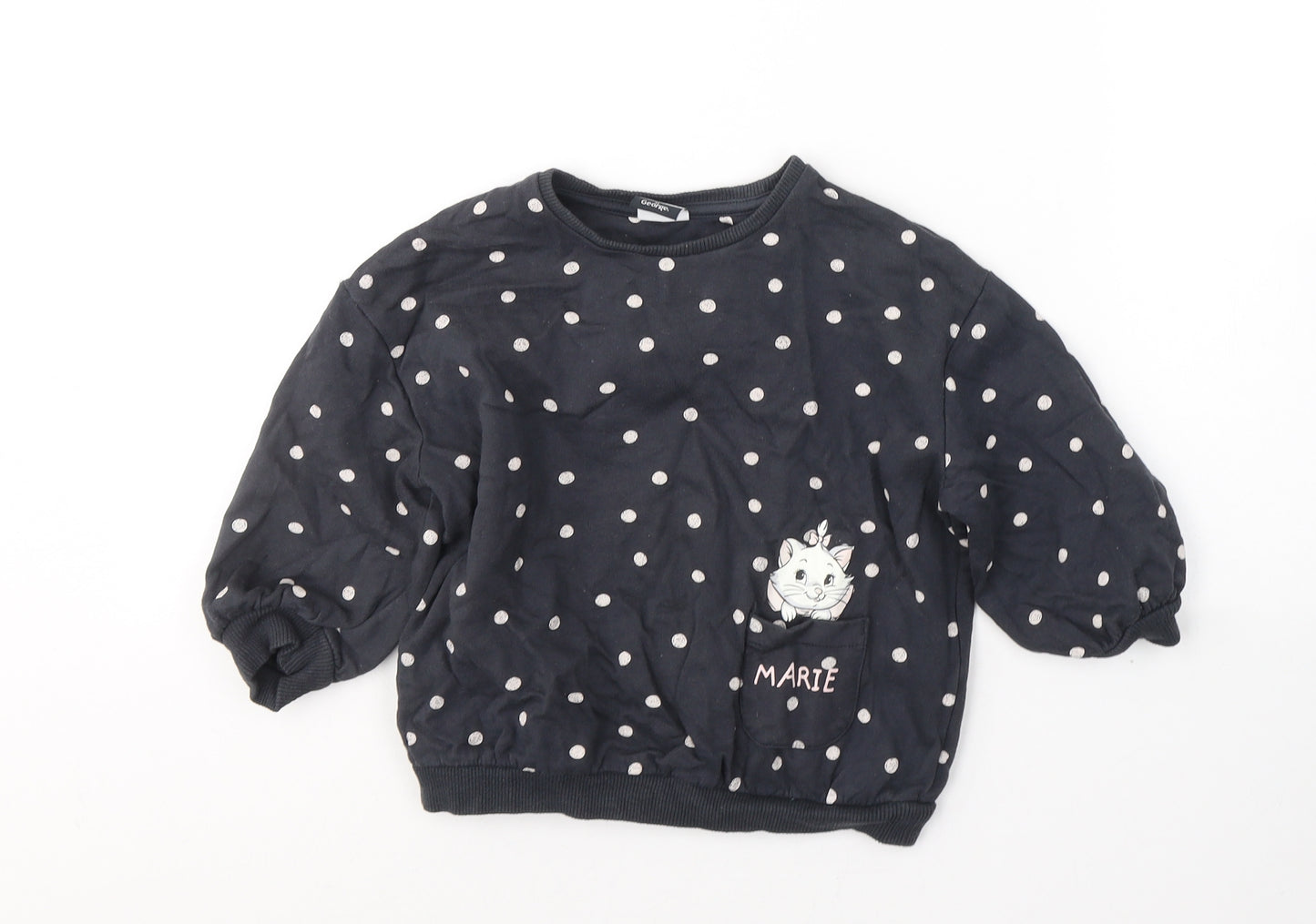 Disney Girls Black Polka Dot Cotton Pullover Sweatshirt Size 2-3 Years  Pullover - Marie The Aristocats