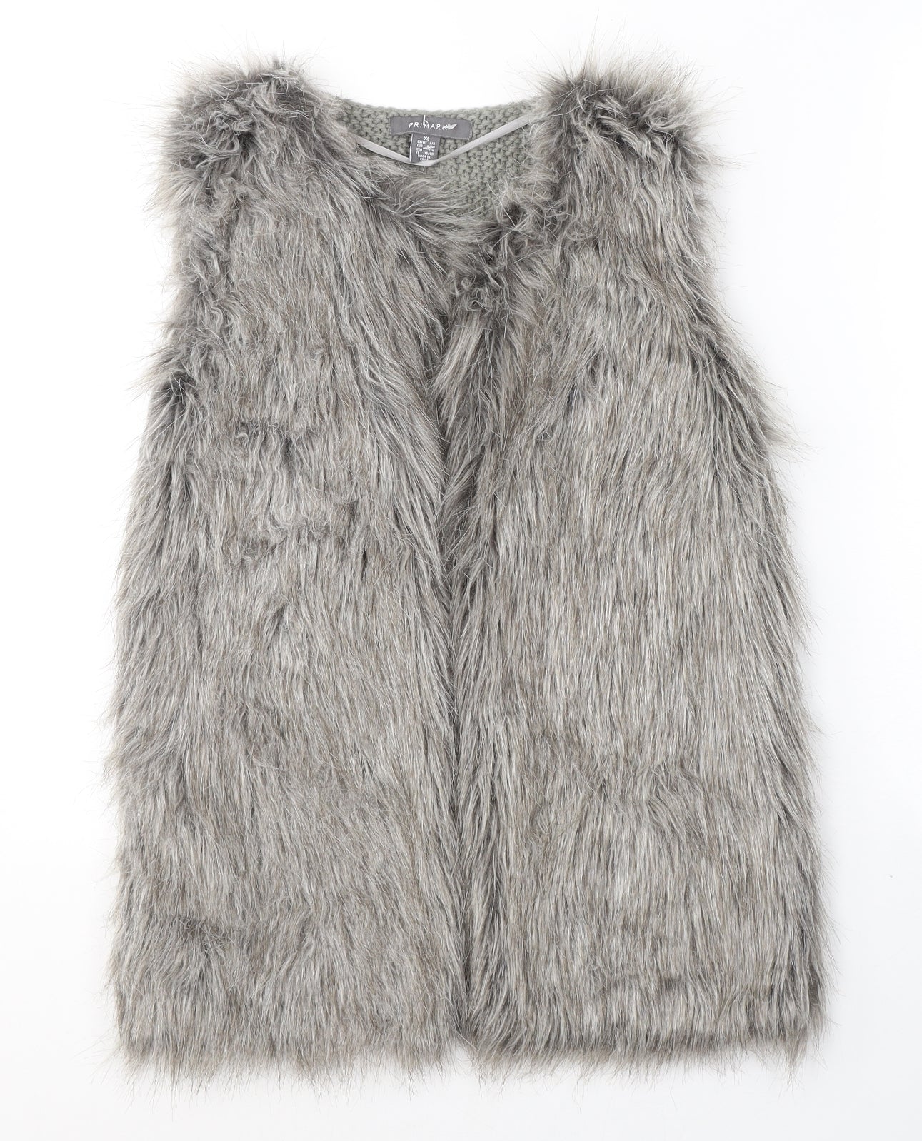 Primark Womens Grey   Gilet Coatigan Size 6   - Faux Fur