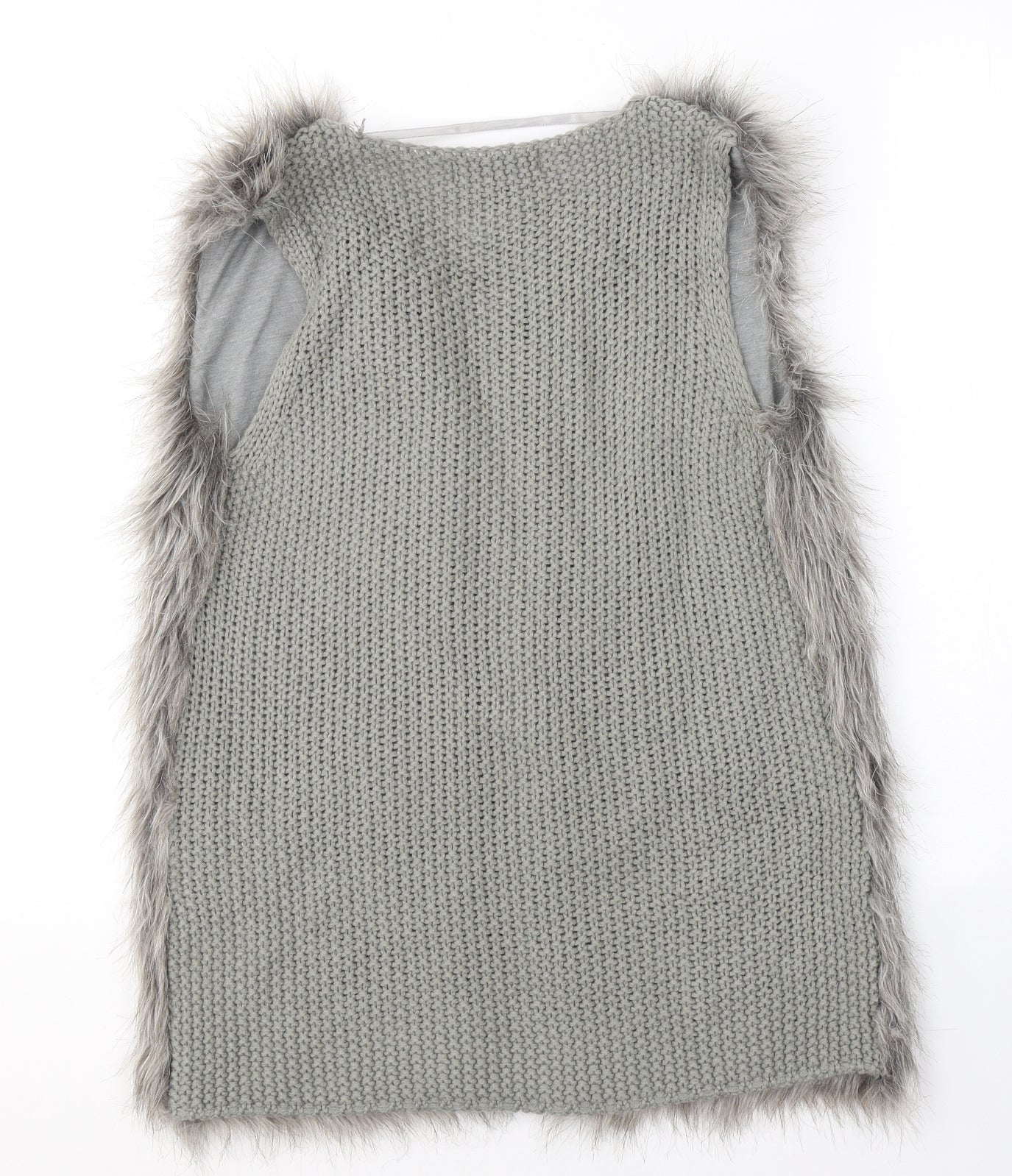 Primark Womens Grey   Gilet Coatigan Size 6   - Faux Fur
