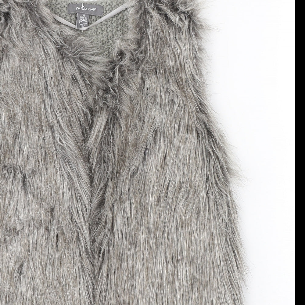 Primark Womens Grey   Gilet Coatigan Size 6   - Faux Fur