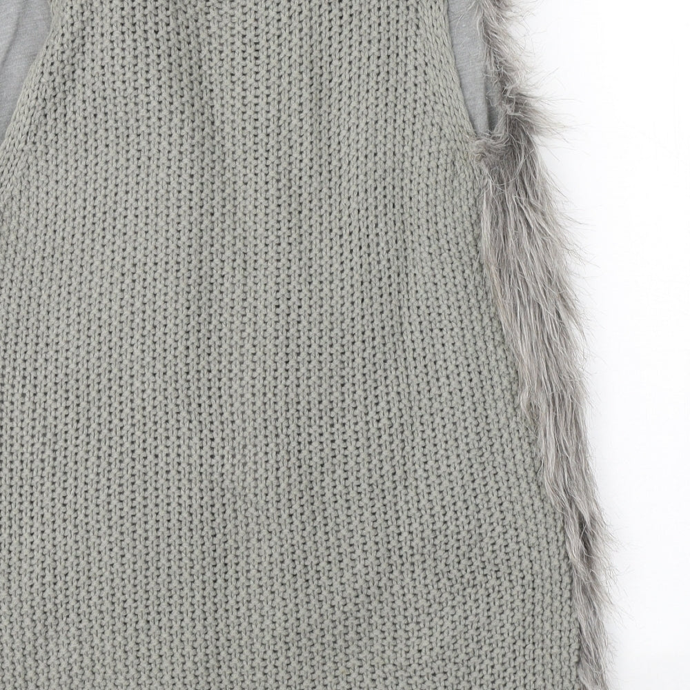 Primark Womens Grey   Gilet Coatigan Size 6   - Faux Fur
