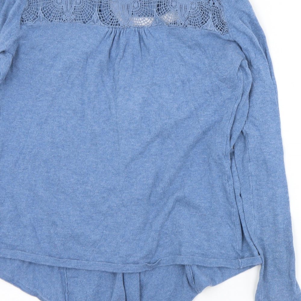 F&F Womens Blue Collared  Cotton Cardigan Jumper Size 12
