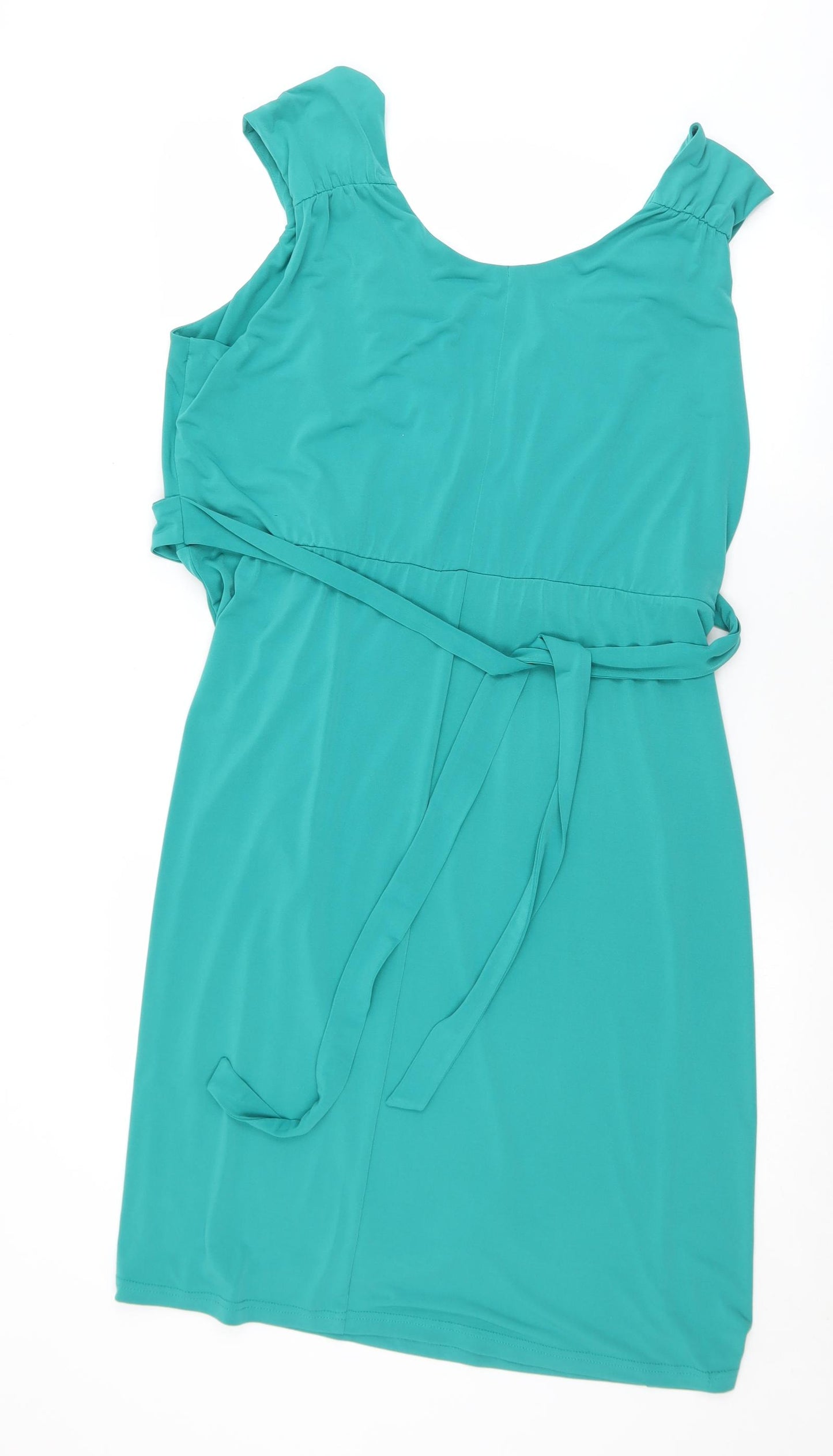 David Emanuel Womens Green  Polyester A-Line  Size 20  V-Neck