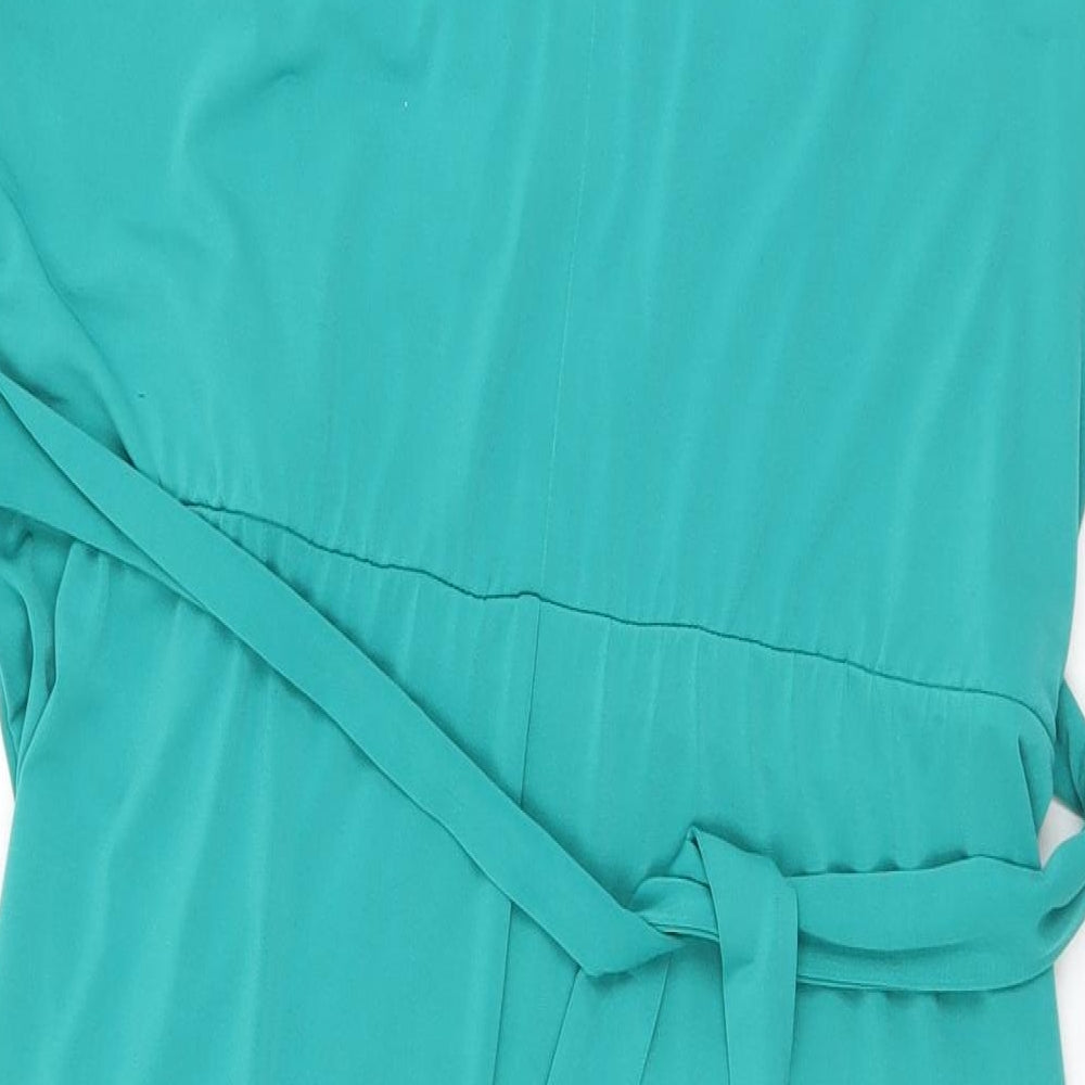David Emanuel Womens Green  Polyester A-Line  Size 20  V-Neck