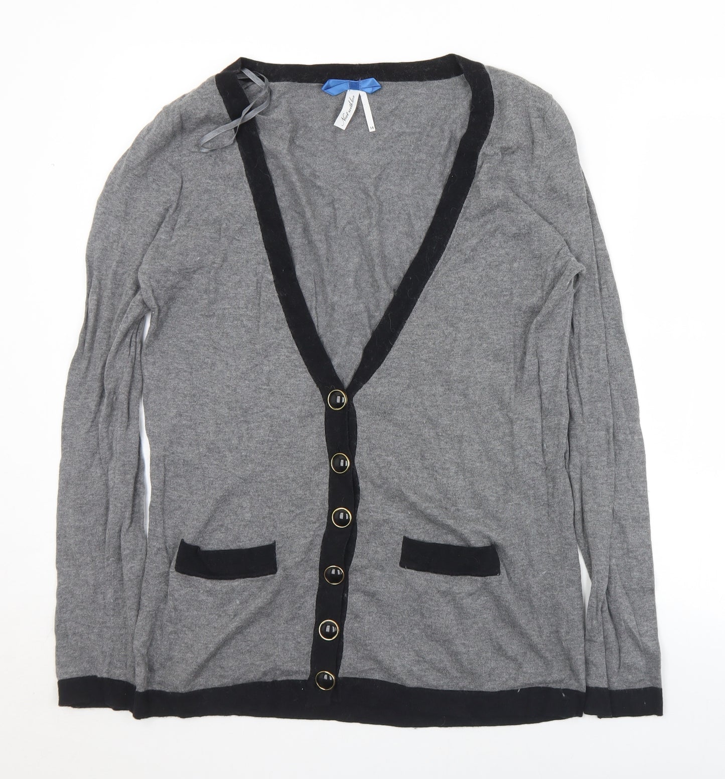NEXT Womens Grey V-Neck  Cotton Cardigan Jumper Size 14