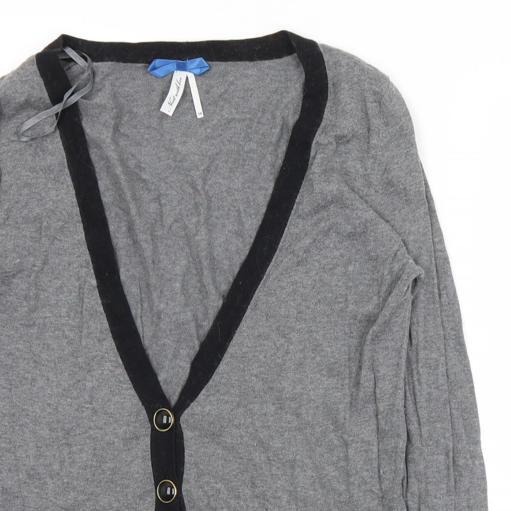NEXT Womens Grey V-Neck  Cotton Cardigan Jumper Size 14