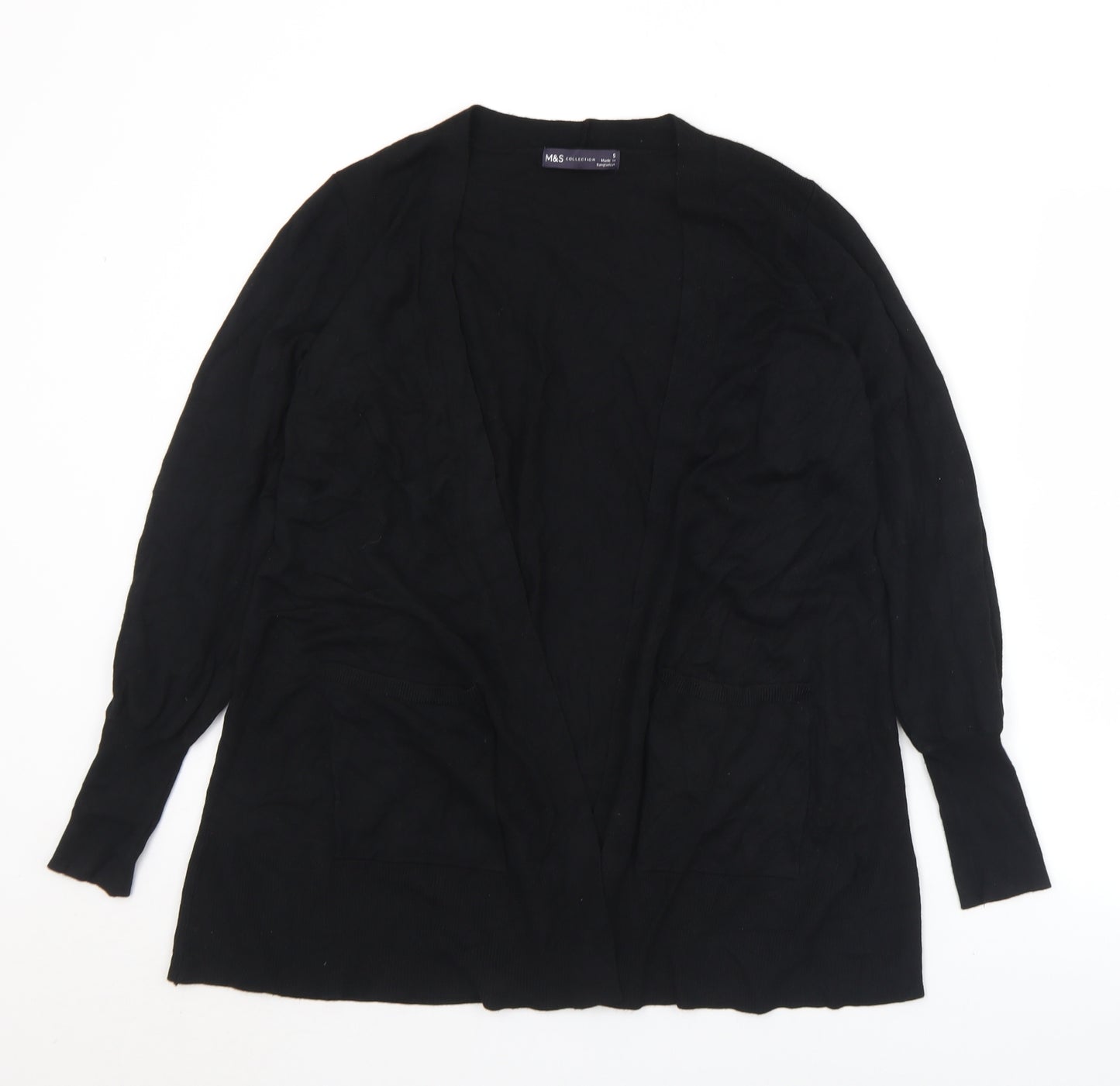 Marks and Spencer Womens Black Collared  Polyester Cardigan Jumper Size S