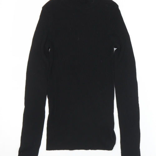Preworn Womens Black Mock Neck  Viscose Pullover Jumper Size XS