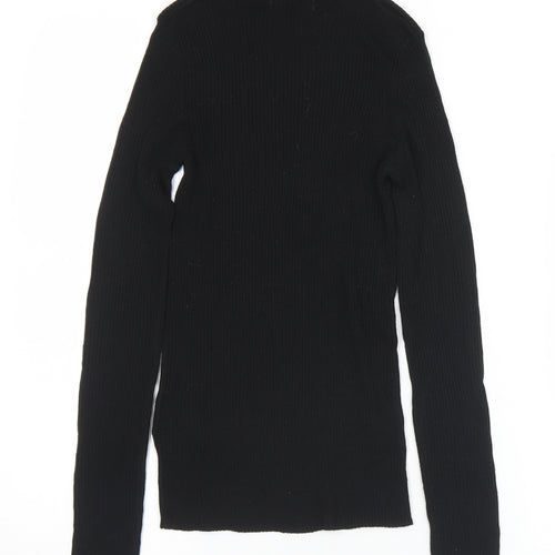 Preworn Womens Black Mock Neck  Viscose Pullover Jumper Size XS