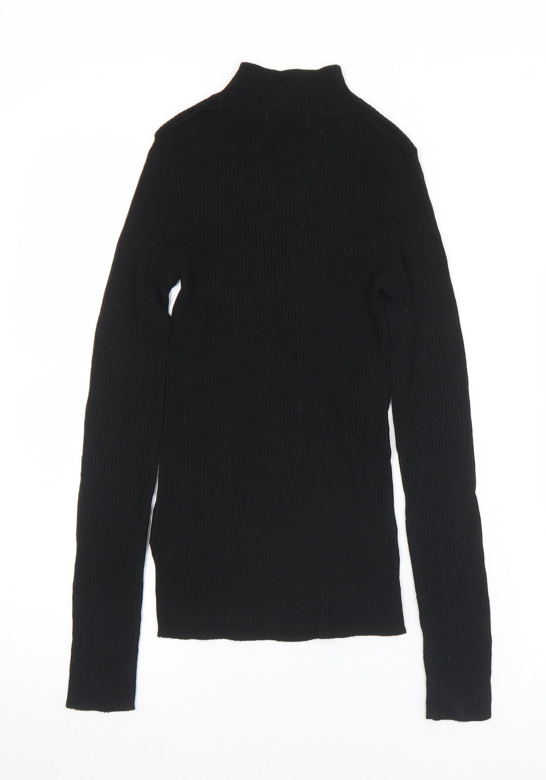 Preworn Womens Black Mock Neck  Viscose Pullover Jumper Size XS