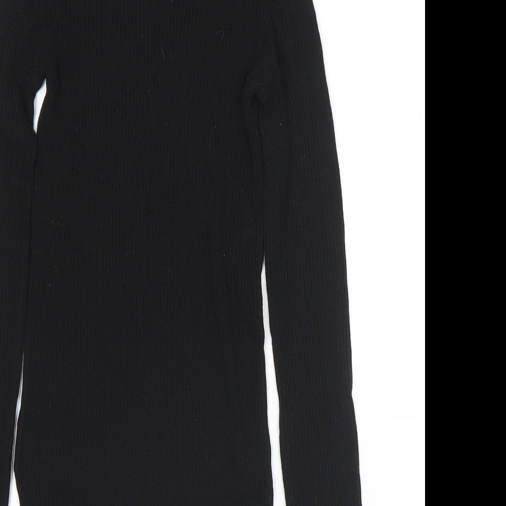 Preworn Womens Black Mock Neck  Viscose Pullover Jumper Size XS