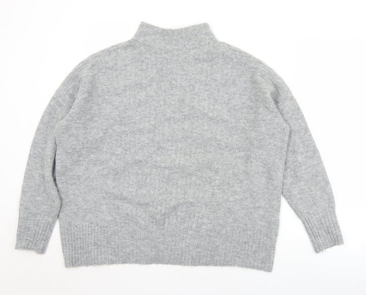 Warehouse Womens Grey Mock Neck  Acrylic Pullover Jumper Size 12