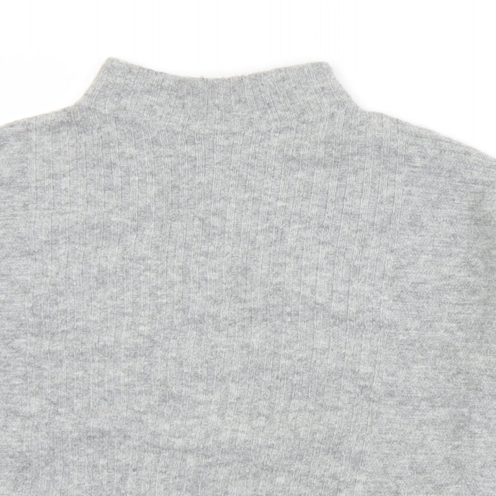 Warehouse Womens Grey Mock Neck  Acrylic Pullover Jumper Size 12