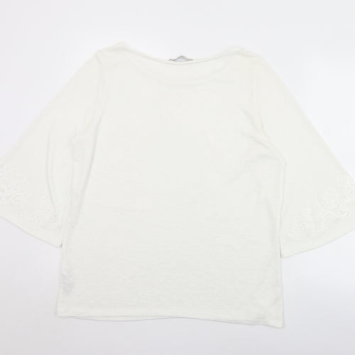 George Womens White Round Neck Floral Polyester Pullover Jumper Size 16   - Floral print