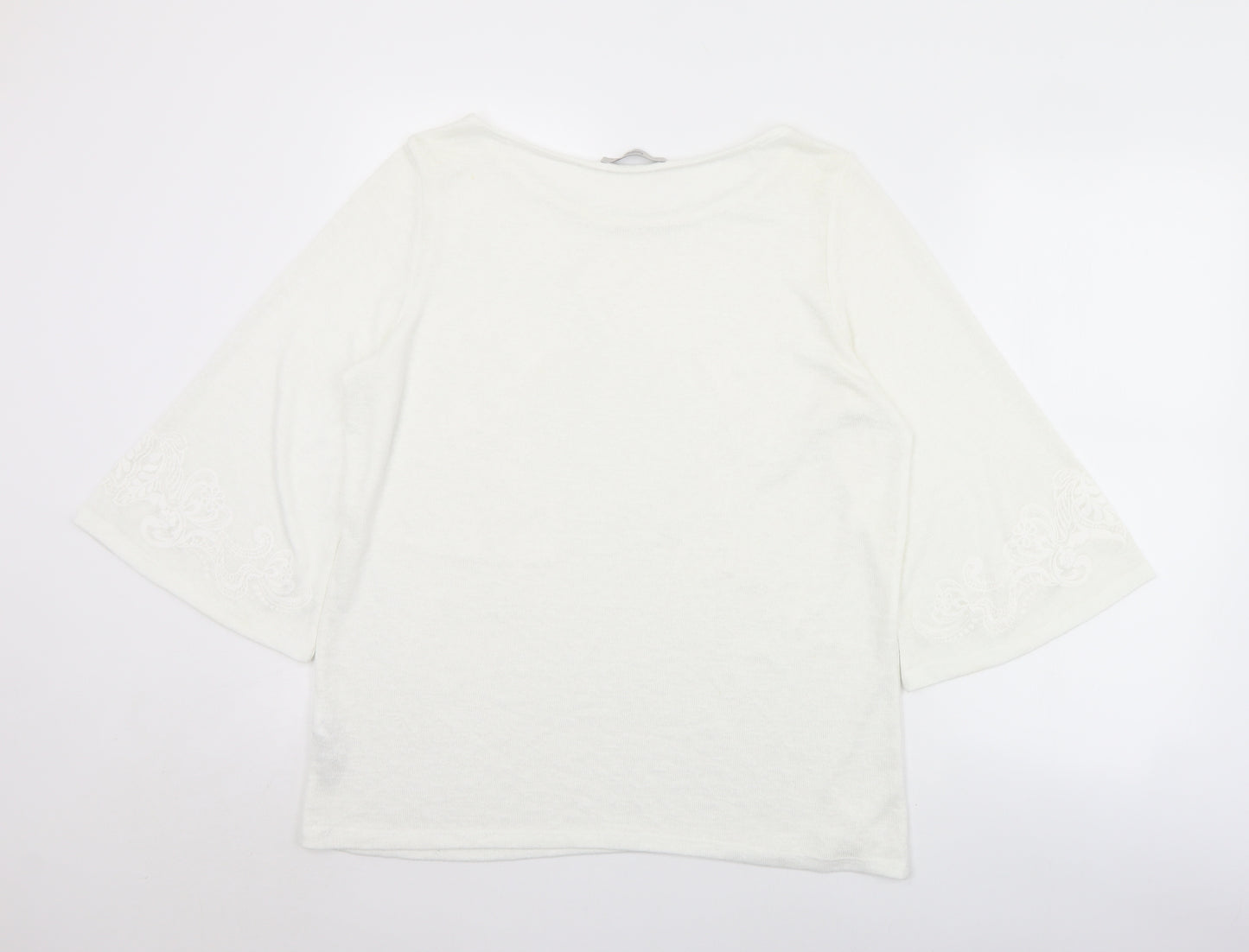 George Womens White Round Neck Floral Polyester Pullover Jumper Size 16   - Floral print