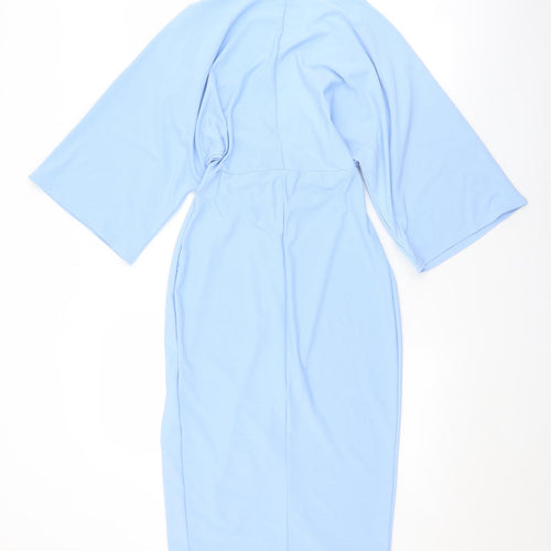 PRETTYLITTLETHING Womens Blue  Polyester Sheath  Size 8  V-Neck