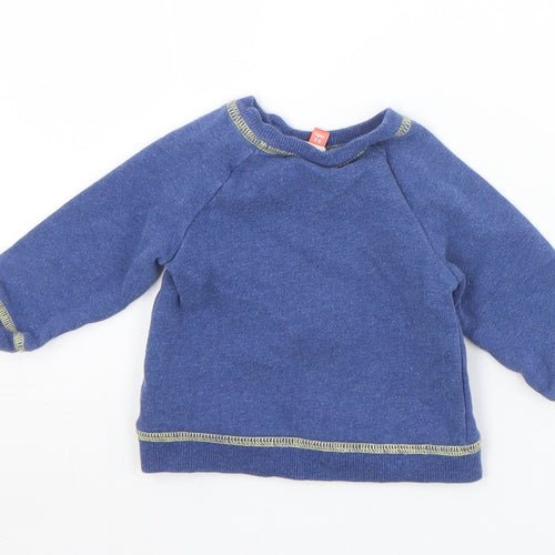John Lewis Boys Blue  Cotton Pullover Jumper Size 0-3 Months  Button - Car