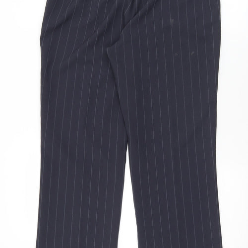 Bonmarché Womens Blue Striped Polyester Dress Pants Trousers Size 10 L29 in Regular