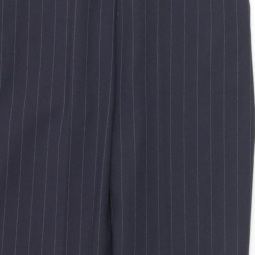 Bonmarché Womens Blue Striped Polyester Dress Pants Trousers Size 10 L29 in Regular