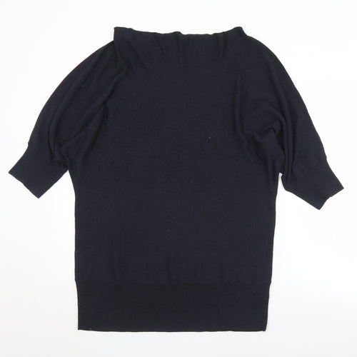 Savoir Womens Black Boat Neck  Polyester Pullover Jumper Size 18