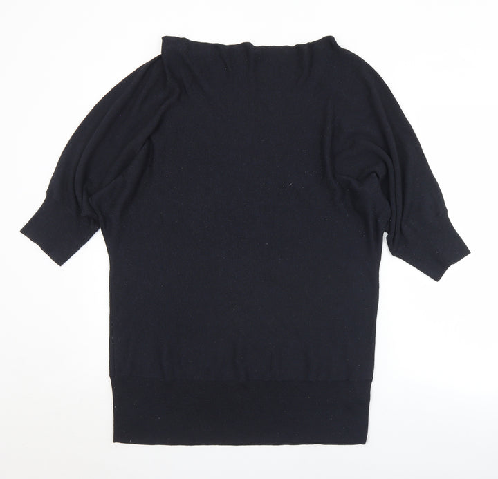 Savoir Womens Black Boat Neck Polyester Pullover Jumper Size 18