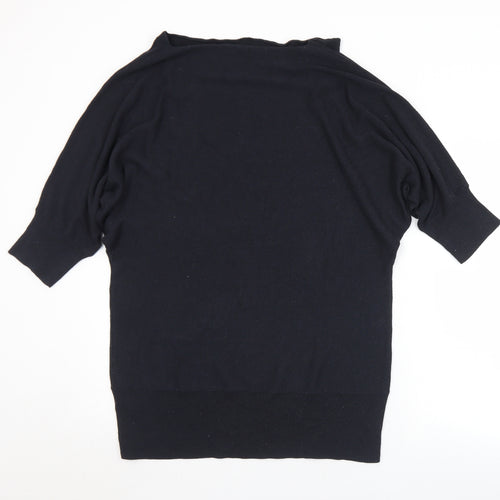 Savoir Womens Black Boat Neck  Polyester Pullover Jumper Size 18