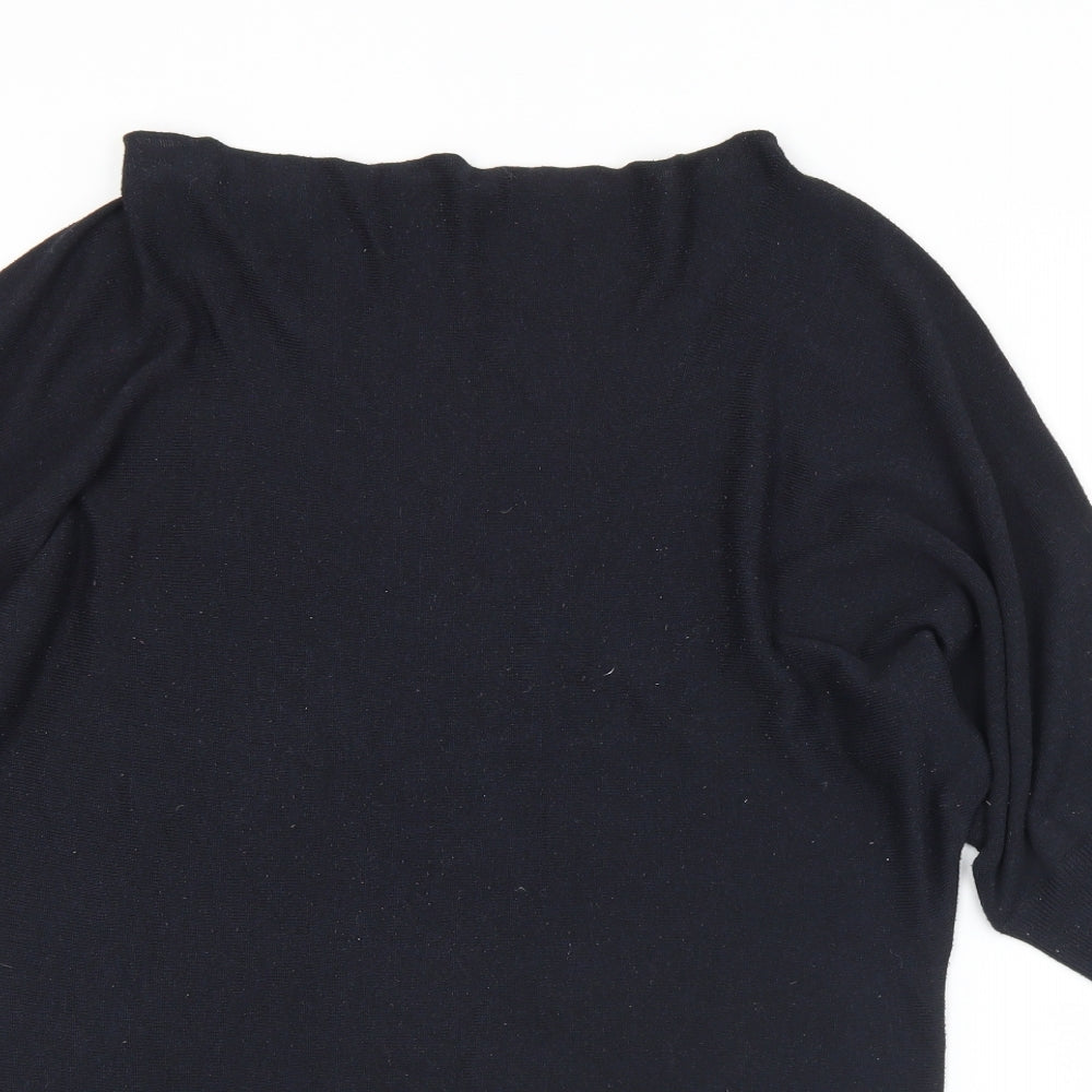 Savoir Womens Black Boat Neck  Polyester Pullover Jumper Size 18