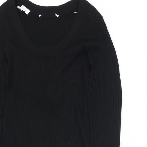 Selected Womens Black Scoop Neck  Acrylic Pullover Jumper Size L