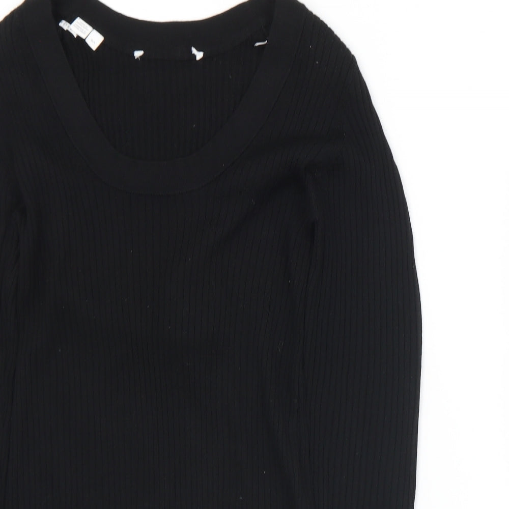 Selected Womens Black Scoop Neck  Acrylic Pullover Jumper Size L