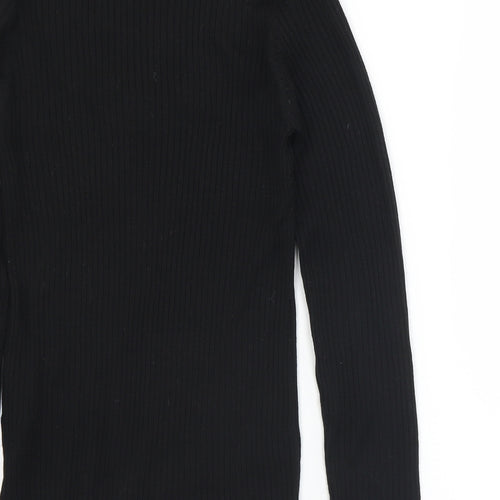 Selected Womens Black Scoop Neck  Acrylic Pullover Jumper Size L