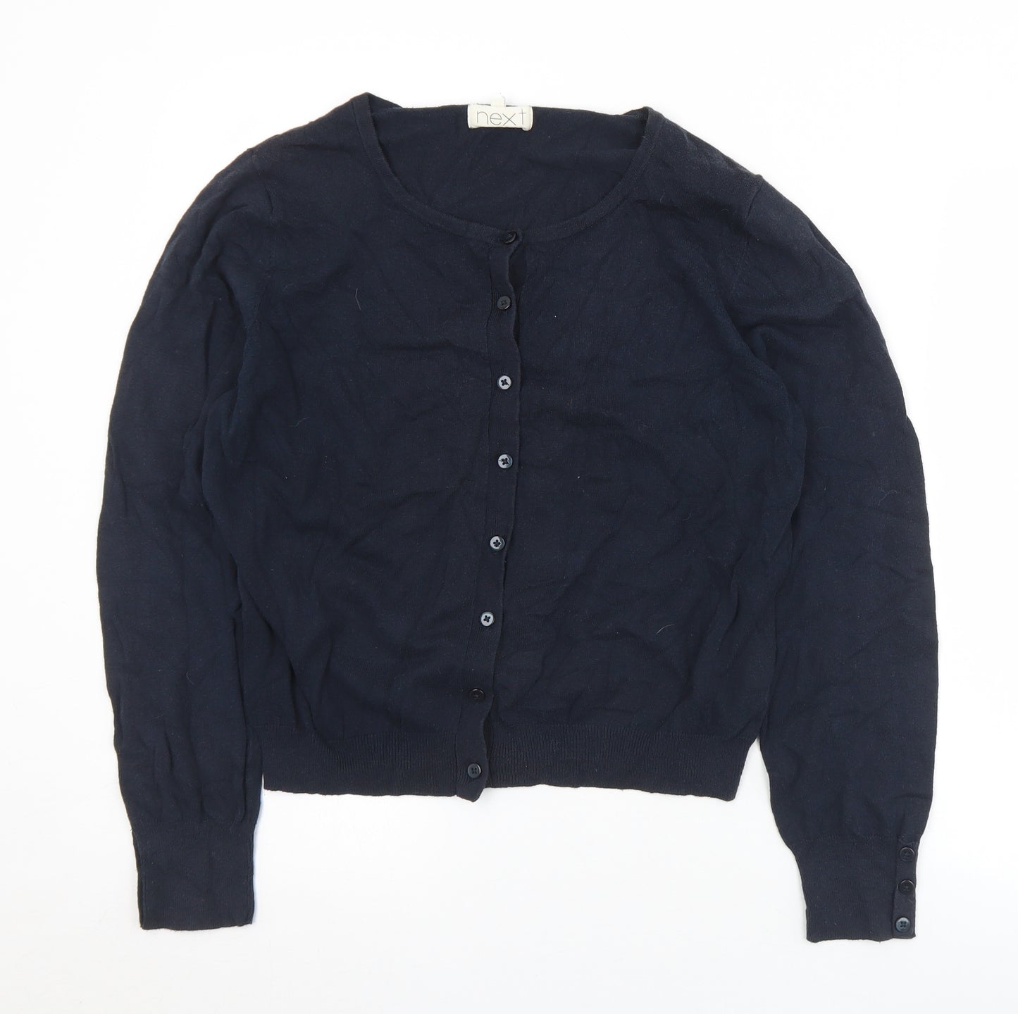NEXT Womens Black Round Neck  Cotton Cardigan Jumper Size 16