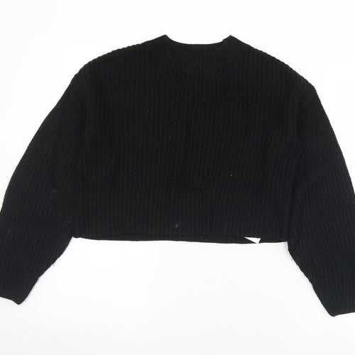 915 Generation Girls Black Mock Neck  Acrylic Pullover Jumper Size 12-13 Years   - Cropped