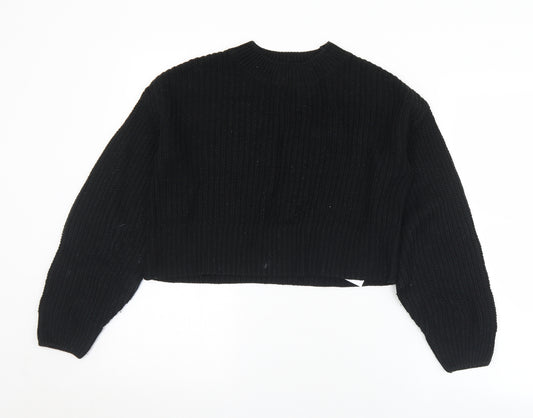 915 Generation Girls Black Mock Neck  Acrylic Pullover Jumper Size 12-13 Years   - Cropped