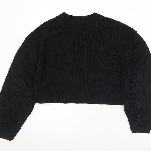 915 Generation Girls Black Mock Neck  Acrylic Pullover Jumper Size 12-13 Years   - Cropped