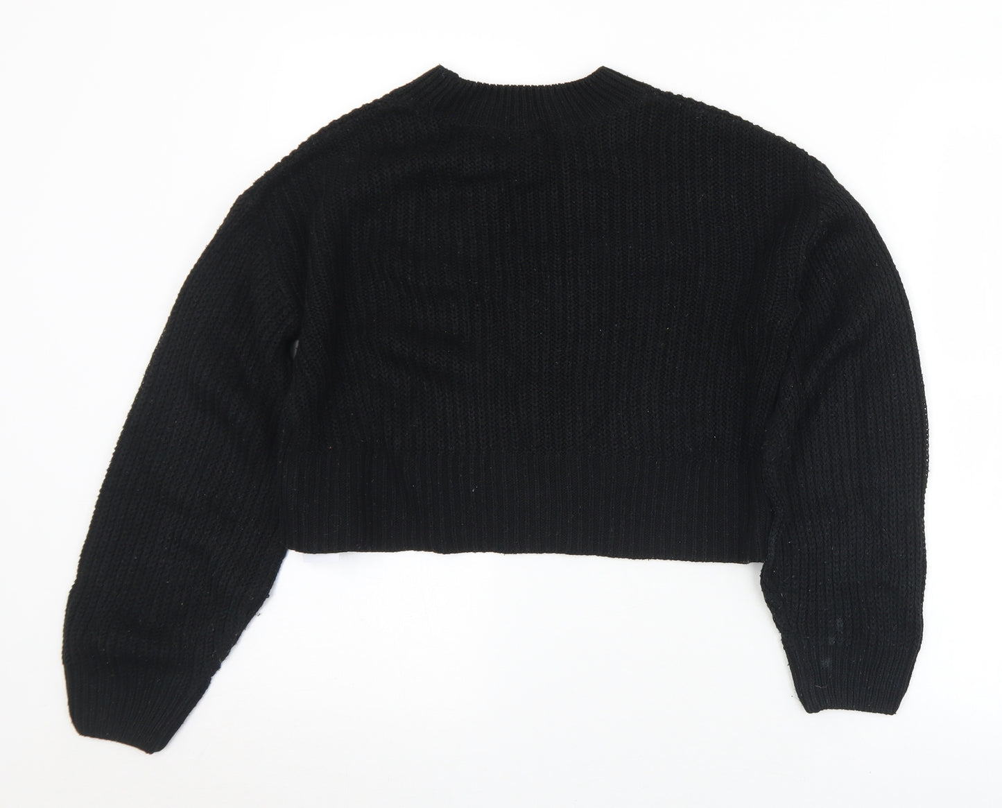 915 Generation Girls Black Mock Neck  Acrylic Pullover Jumper Size 12-13 Years   - Cropped