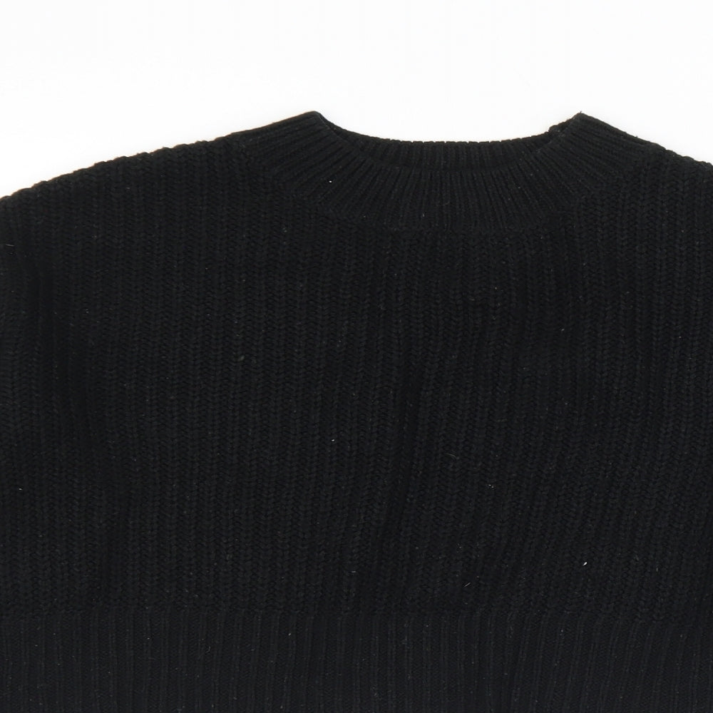 915 Generation Girls Black Mock Neck  Acrylic Pullover Jumper Size 12-13 Years   - Cropped