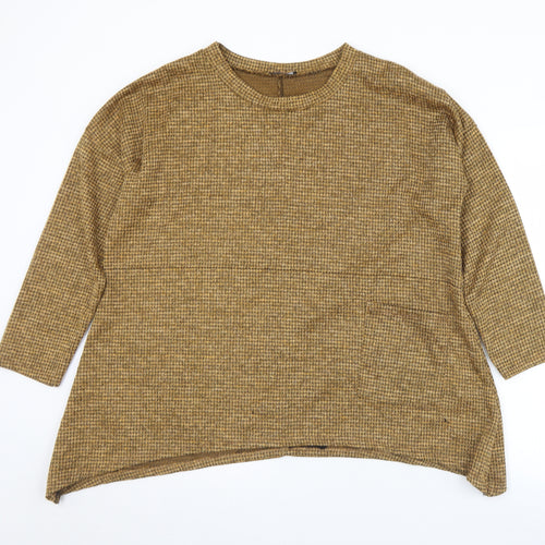 Roman Womens Gold Crew Neck  Polyester Pullover Jumper Size S