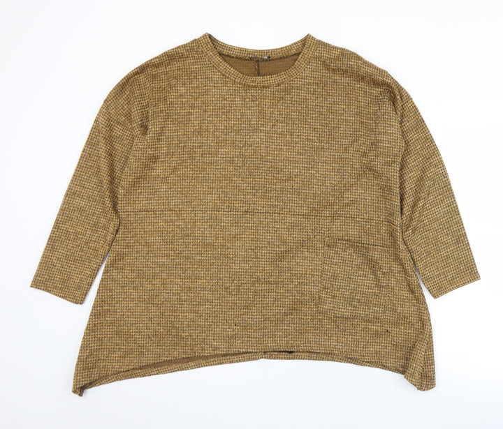 Roman Womens Gold Crew Neck  Polyester Pullover Jumper Size S