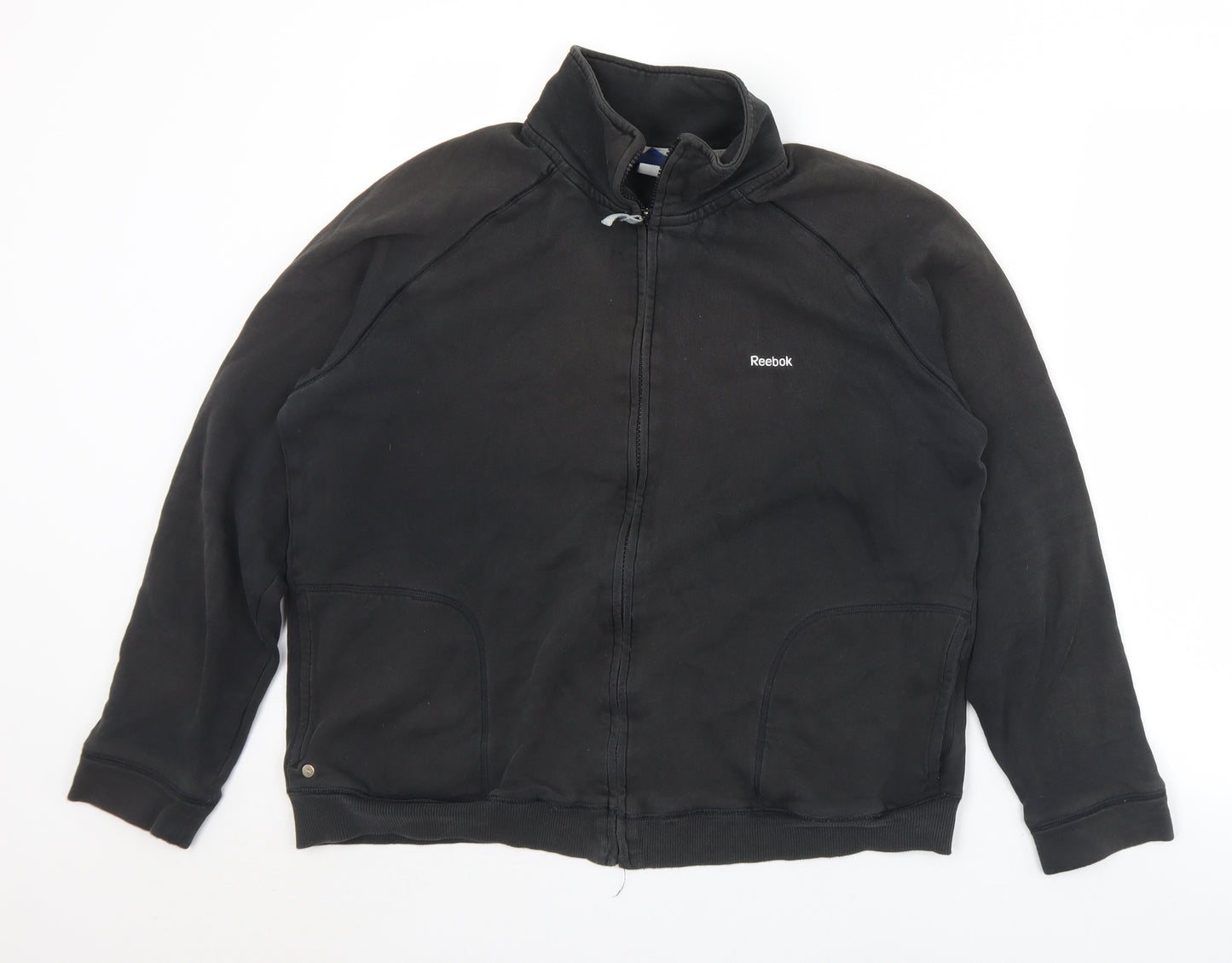 Reebok Womens Black  Cotton Full Zip Sweatshirt Size 2XL  Zip