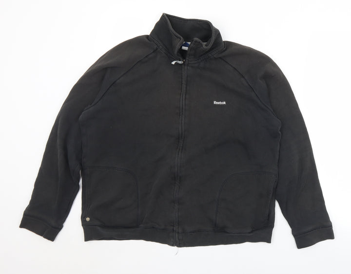 Reebok Womens Black Cotton Full Zip Sweatshirt Size 2XL Zip
