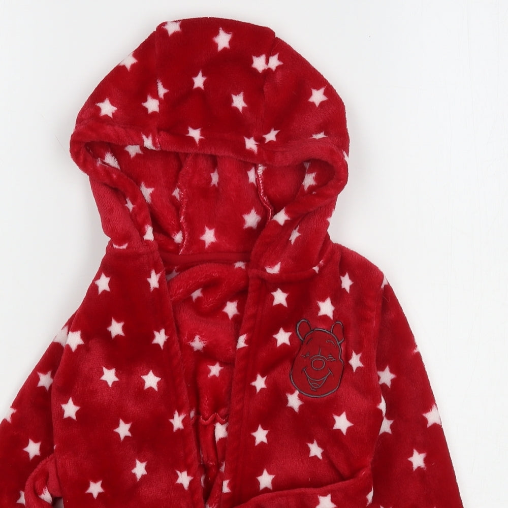 George Girls Red Polka Dot Polyester Kimono Gown Size 12-18 Months  Tie - Winnie The Pooh