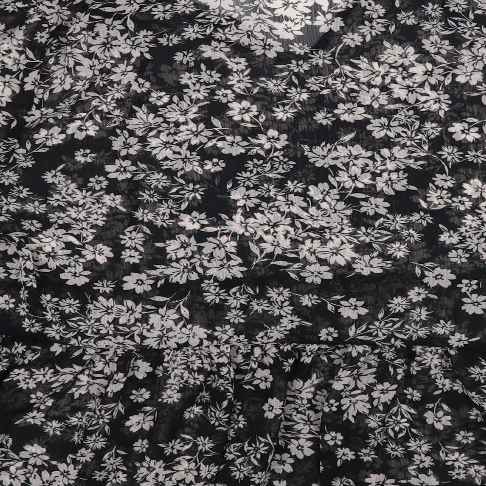 George Womens Black Floral Polyester Basic Blouse Size 20 V-Neck