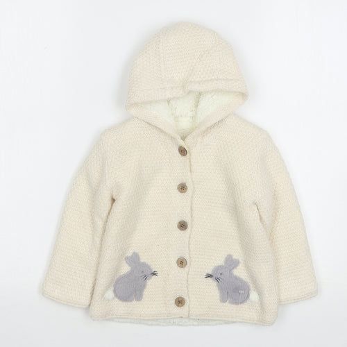 Nutmeg Girls Beige  Acrylic Cardigan Jumper Size 12-18 Months  Button