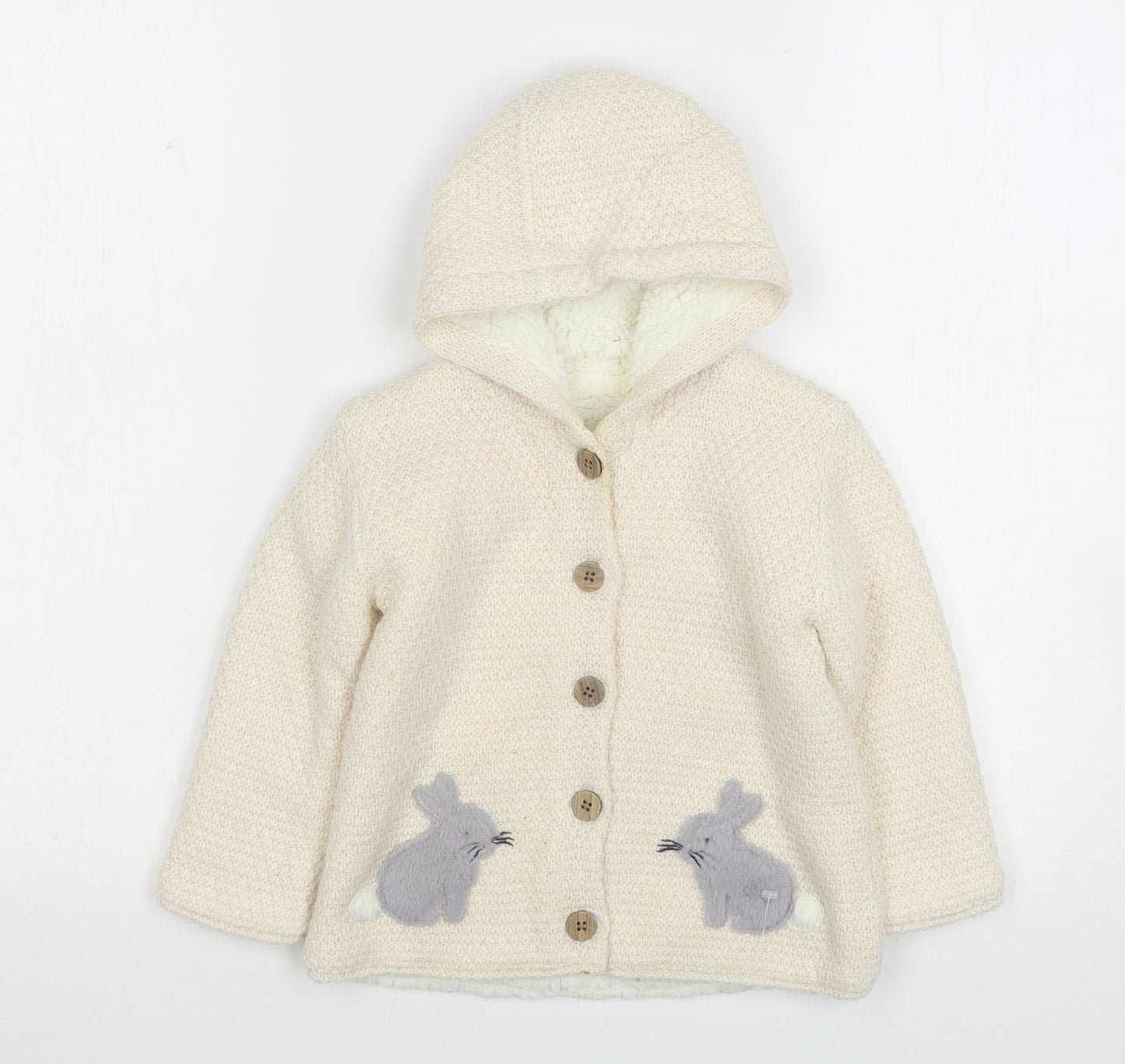 Nutmeg Girls Beige  Acrylic Cardigan Jumper Size 12-18 Months  Button