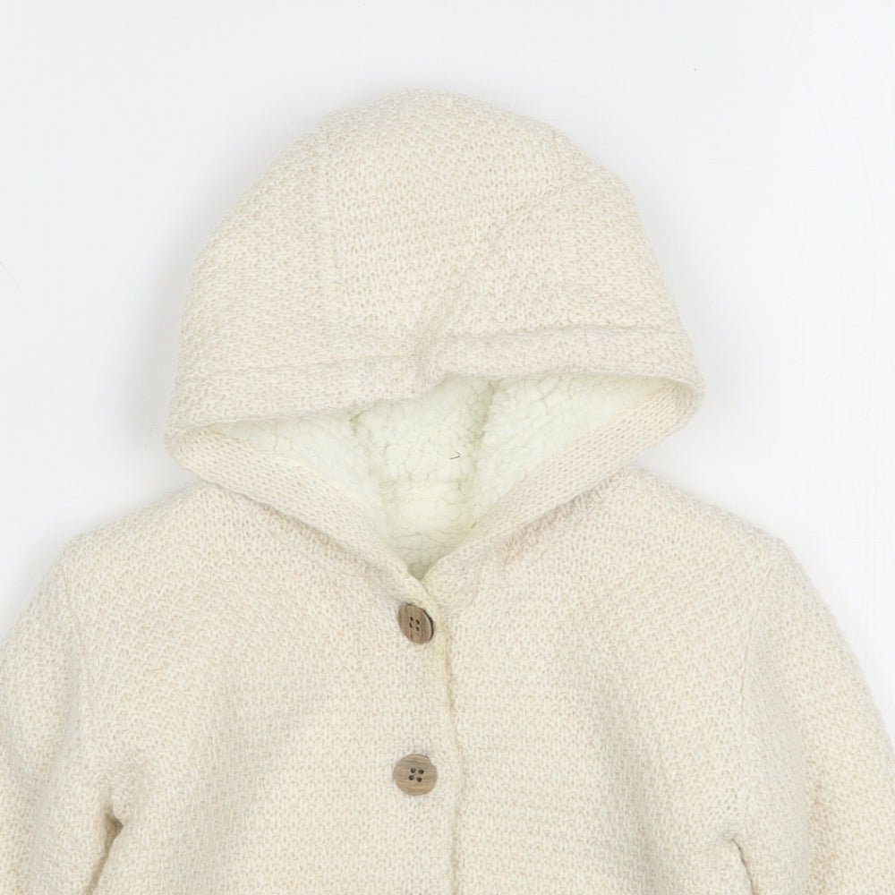 Nutmeg Girls Beige  Acrylic Cardigan Jumper Size 12-18 Months  Button