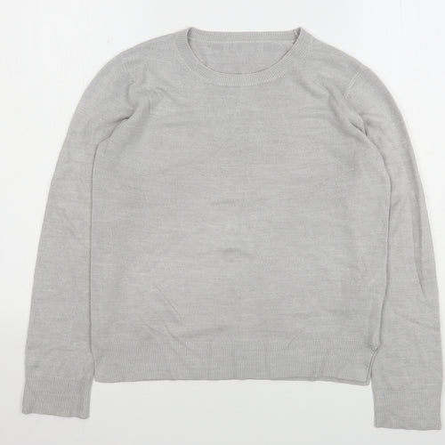 Marks and Spencer Womens Grey Round Neck  Acrylic Pullover Jumper Size 10