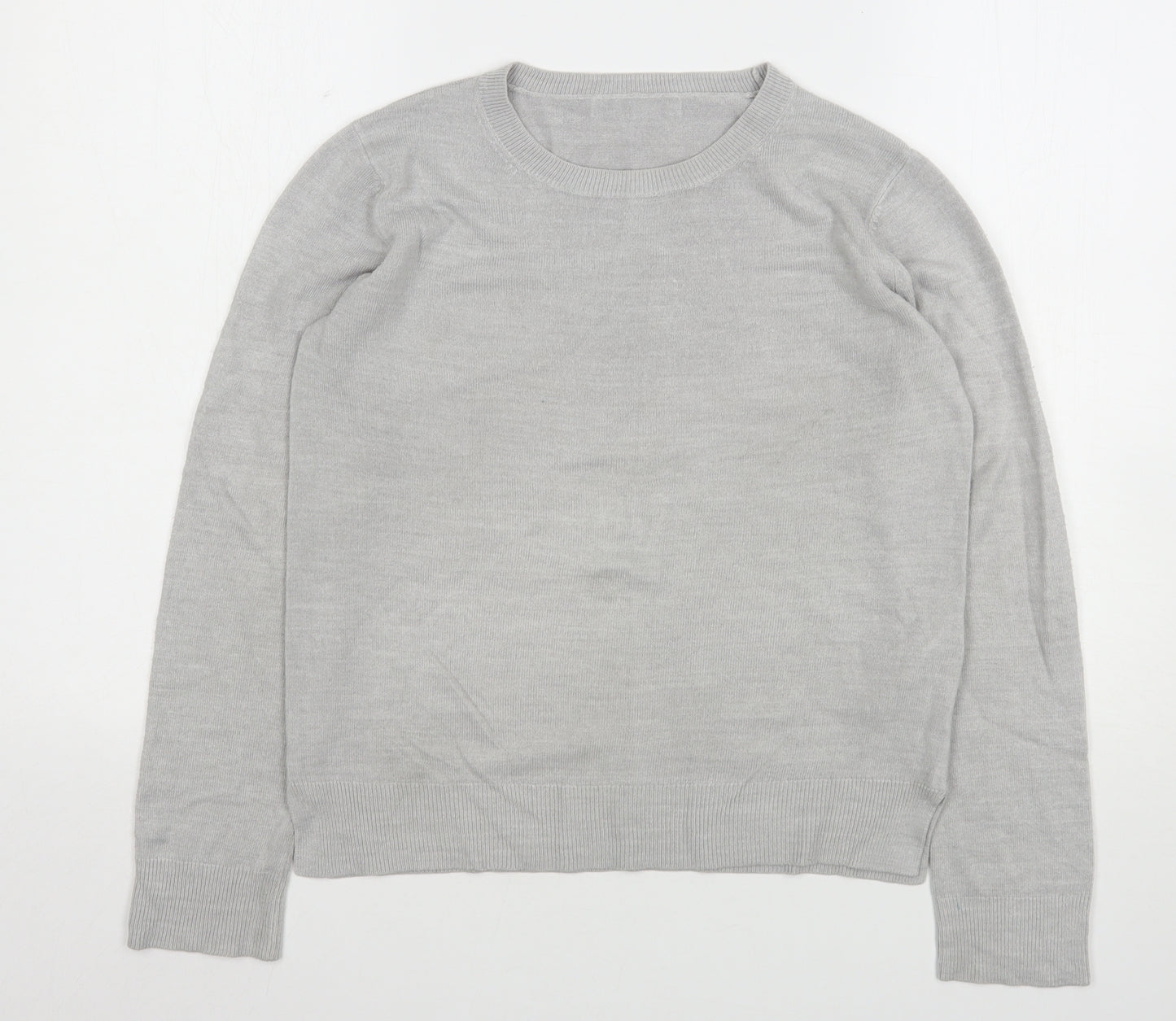 Marks and Spencer Womens Grey Round Neck  Acrylic Pullover Jumper Size 10