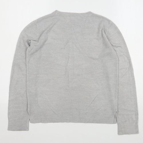 Marks and Spencer Womens Grey Round Neck  Acrylic Pullover Jumper Size 10